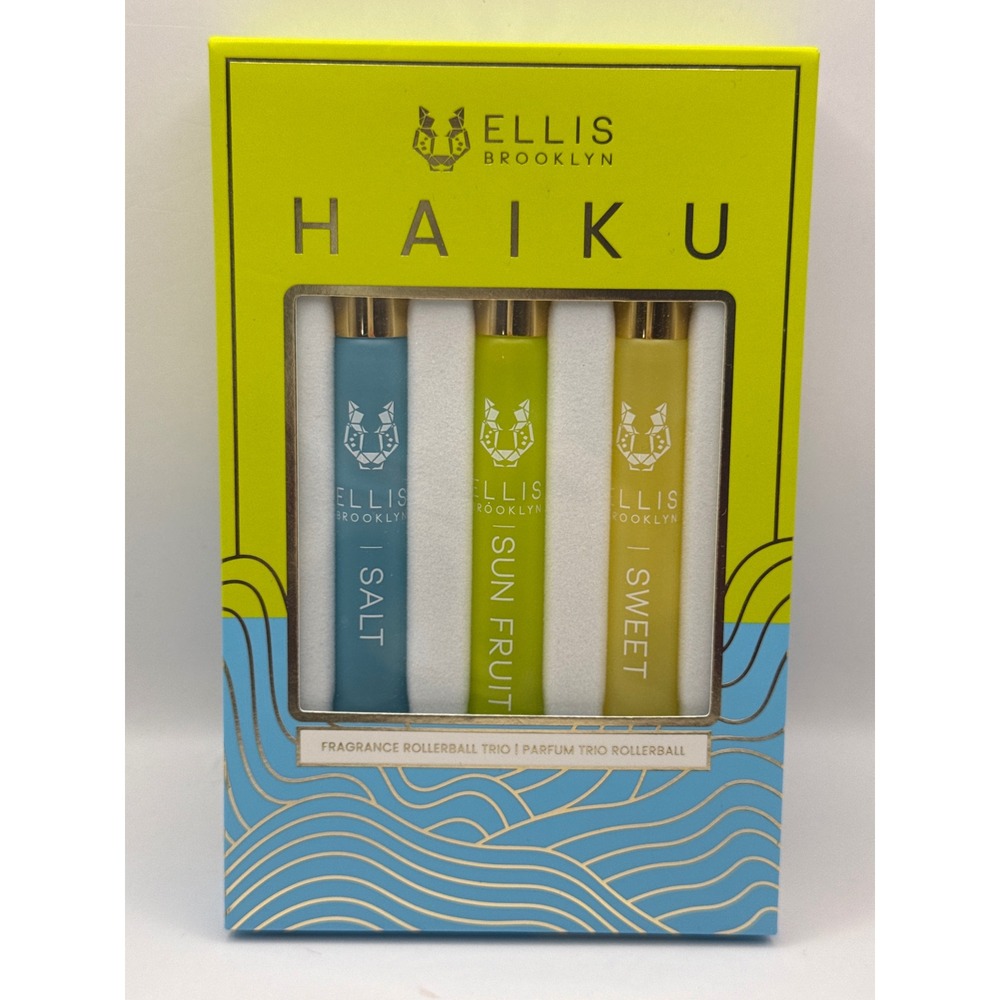 Ellis Brooklyn Haiku Fragrance Rollerball Trio Salt Sun Fruit‎ Sweet 3x10mL BNIB
